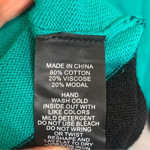 Vince Camuto Green Blue Colorblock Sweater Size Large - Picture 8 of 9